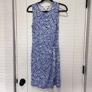 Lilly Pulitzer Blue and White Animal Print Midi Dress